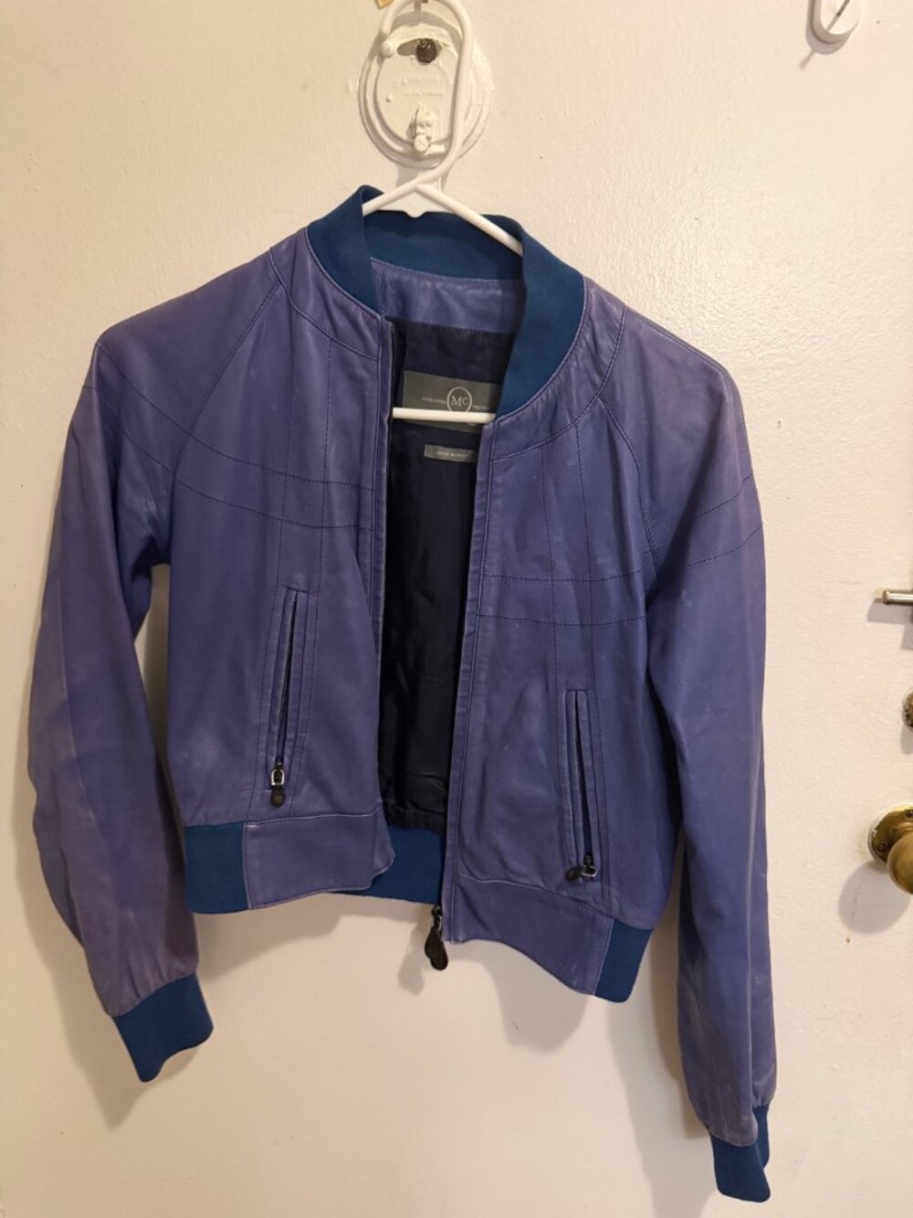 McQ Alexander McQueen Purple Leather Bomber 40